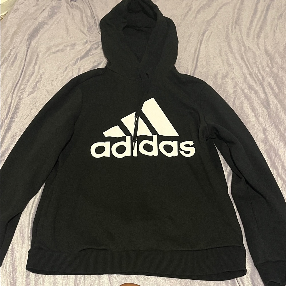Adidas Black and White Logo Hoodie